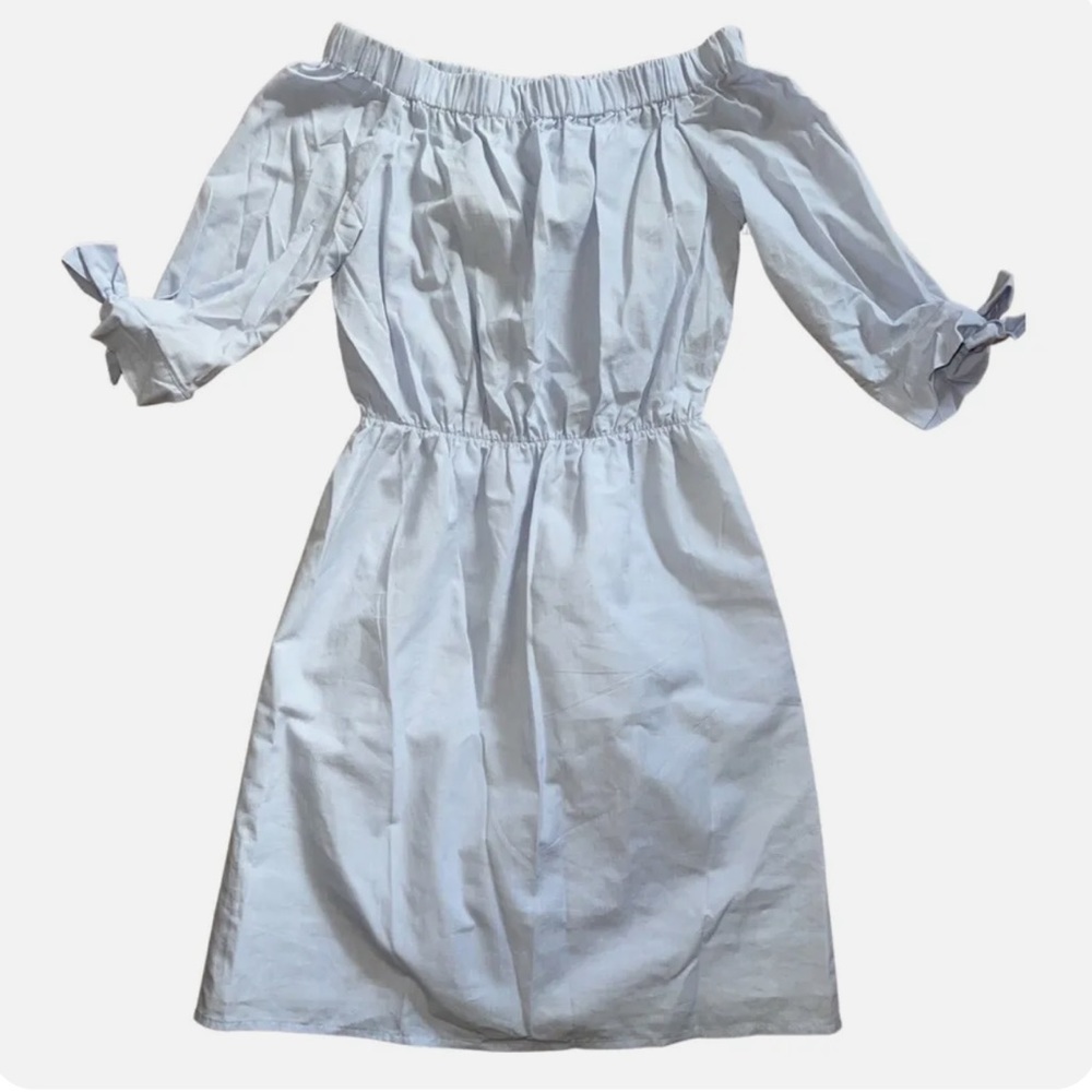 NEW H&M HM Off Shoulder Summer Dress Light Blue sz 2.